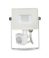 10W LED flomlys med sensor, hvit - Samsung LED, IP65, PIR