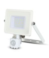 30W LED flomlys med sensor, Samsung LED - IP65, hvit, 3000K