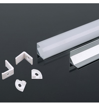 2m hjørne aluprofil med deksel - 15,8x15,8mm, aluminium