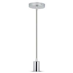 Lampesokkel V-Tac lampefatning - Krom metal, grå ledning, E27