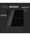 WiFi 3-veis touch bryter, sort - 2200W, fungerer med Google Home og Alexa, 3 Gang 1 Way