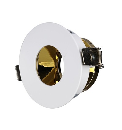 GU10 innfellingsspot - Rund, hvit/gull, aluminium, hull: Ø7,5 cm, mål: Ø8,3 cm
