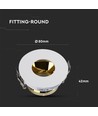 GU10 innfellingsspot - Rund, hvit/gull, aluminium, hull: Ø7,5 cm, mål: Ø8,3 cm