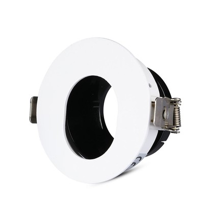 GU10 innfellingsspot - Rund, hvit/sort, aluminium, asymmetrisk, hull: Ø7,5 cm