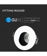 GU10 innfellingsspot - Rund, hvit/sort, aluminium, asymmetrisk, hull: Ø7,5 cm