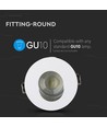 GU10 innfellingsspot - Rund, hvit/krom, IP20, Hull: Ø7,5 cm, Mål: Ø8 cm