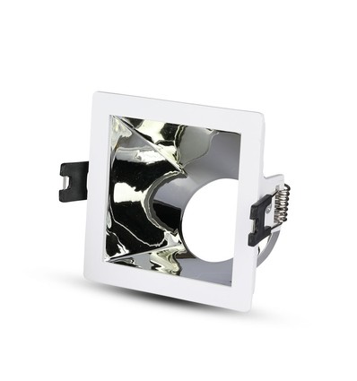 GU10 innfellingsspot, kvadratisk - Hvit/krom, aluminium, hull: 80x80 mm, uten lyskilde
