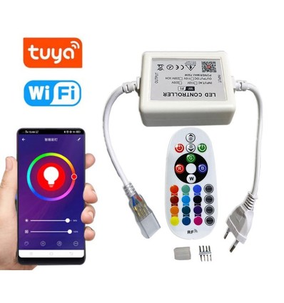 230V RGB 8x16 Neon flex WiFi Smart Home controller - Inkl. endestykke, til 230V, minnefunksjon, 50 m.