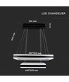 115W Soft Light lysekrone, dimbar - 6300lm, 3000K, sort, 360 grader, høyde 120cm