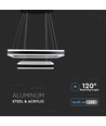 115W Soft Light lysekrone, dimbar - 6300lm, 3000K, sort, 360 grader, høyde 120cm