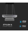 115W Soft Light lysekrone, dimbar - 6300lm, 3000K, sort, 360 grader, høyde 120cm