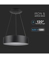 20W LED pendel, Ø45cm, sort - Dimbar, 3000K, 120cm wire, varm hvit