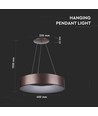 20W LED pendel, Ø45cm - Kaffebrun, 3000K, dimbar, 1,2m wireoppheng