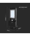 15W LED solcelle gatelykt - 1600lm, IP65, sort, bevegelsessensor, 7.4V lithium batteri