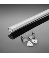 2m hvit hjørneprofil i aluminium - Inkl. melkehvitt deksel, 19x19mm, til LED strips