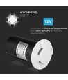 1W LED steplight til innbygging, 12V - IP67, 4-veis lys, kald hvit, Ø6cm, hvit kant