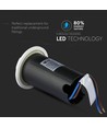 1W LED steplight til innbygging, 12V - IP67, 4-veis lys, kald hvit, Ø6cm, hvit kant
