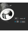 35W Ø16cm LED hotel downlight, RA95 - 2300lm, 0-27° justerbar spredning, sølv reflektor, Hull: Ø15cm