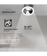 6W LED COB Hotel Downlight, RA95 - CREE chip, sølv reflektor, justerbar, innfellingsspot