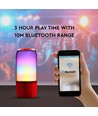 6W bærbar Bluetooth høyttaler med LED lys - Rød, 1800mAh batteri, USB/TF/AUX, 5V DC