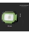 V-TAC Lykt 10W - LED, Oppladbar, Samsung Chip, 6400K, SOS Flash