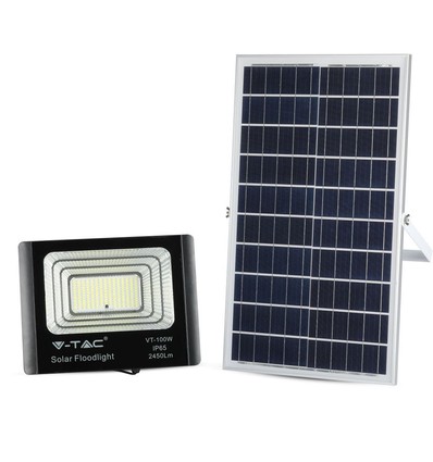 35W Solara LED flomlys med solcelle - IP65, sort, fjernkontroll