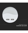 0,45W Nattlampe med USB - Rund, 3000K, Automatisk tenning ved mørke, Samsung LED Chip