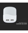 0,45W Nattlys LED (EU-stikk) med USB Samsung chip 3000K - firkantet