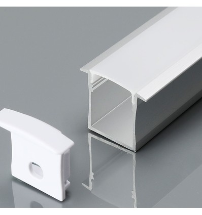 2m Alu profil til LED strips, innfelling - 30x20 mm, inkl. melkehvit cover