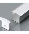 2m Alu profil til LED strips, innfelling - 30x20 mm, inkl. melkehvit cover