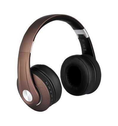 Trådløse Bluetooth hodetelefoner med justerbar bøyle - Opptil 12 timers spilletid, 10m rekkevidde, brun