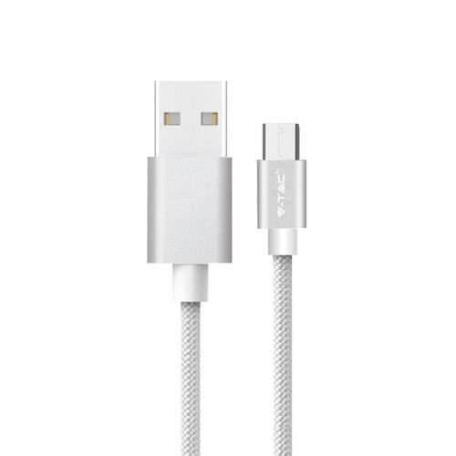 1m Micro USB Kabel - Flettet Nylon, Sølv, Platinum Serien