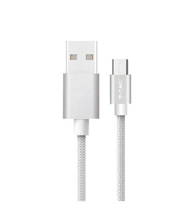 1m Micro USB Kabel - Flettet Nylon, Sølv, Platinum Serien