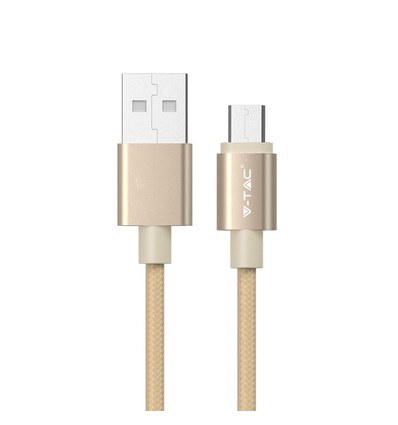 MicroUSB 1m stoffkabel - Gull, microUSB til USB-A
