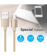 MicroUSB 1m stoffkabel - Gull, microUSB til USB-A