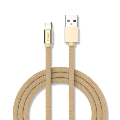 MicroUSB-kabel 1m gull - Bomullsstoff, MicroUSB til USB-A