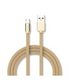 MicroUSB-kabel 1m gull - Bomullsstoff, MicroUSB til USB-A
