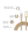 MicroUSB-kabel 1m gull - Bomullsstoff, MicroUSB til USB-A