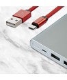 MicroUSB-kabel 1m rød - Bomullsstoff, MicroUSB til USB-A