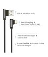 1m Micro USB kabel L-Type, 2.4A - Black Diamond Series, sort, vevd bomull