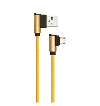 1m Micro USB kabel L-Type, Gull - 2.4A, Diamond Series, vevd bomull