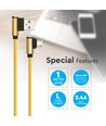 1m Micro USB kabel L-Type, Gull - 2.4A, Diamond Series, vevd bomull