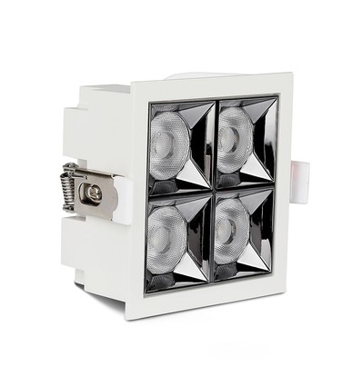 16W kvadratisk LED downlight - Samsung LED chip, 38°, hvit kant, kald hvit