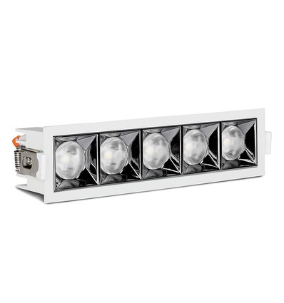 20W rektangulært LED downlight, RA90 - Samsung LED chip, hvit, hull: 200x45 mm, 5700K