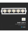 20W rektangulært LED downlight, RA90 - Samsung LED chip, hvit, hull: 200x45 mm, 5700K