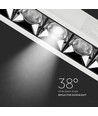 20W rektangulært LED downlight, RA90 - Samsung LED chip, hvit, hull: 200x45 mm, 5700K