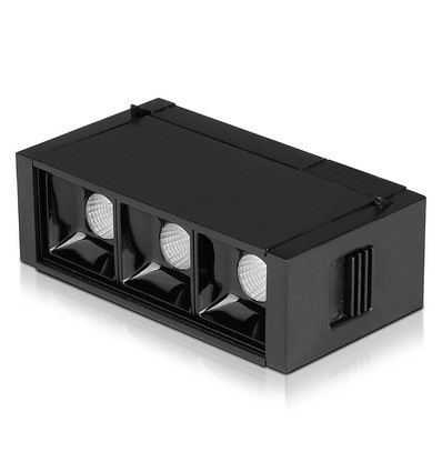 3*1W LED Magnetisk Lineær Spotlys 3000K - Svart, IP20, 24V