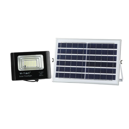 25W Solara LED lyskaster med solcelle - 550lm, IP65, sort, inkl. fjernkontroll og solcellepanel