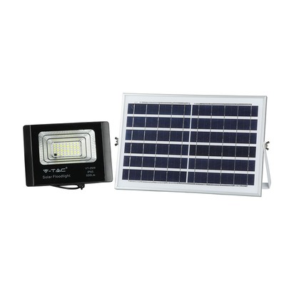 25W Solara LED lyskaster med solcelle - 550lm, IP65, sort, inkl. fjernkontroll og solcellepanel