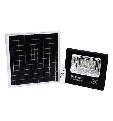 20W Solcellepanel - LED lyskaster, 6000K